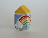 Rainbow Cottage  Miniature Little Clay House pride love blue yellow roygbiv