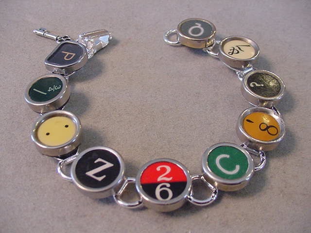 TYPEWRITER KEY bracelet - Random Mix of Rare COLORFUL Typewriter Keys - Vintage Typewriter key jewelry Bracelet