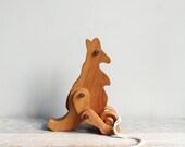 Vintage Handmade Kangaroo Pull Toy / Modern Folk, Wood, Waldorf