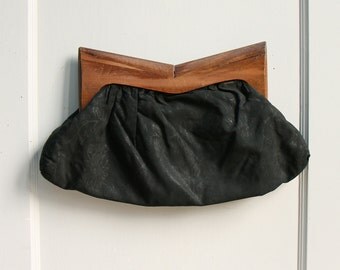 Vintage Mid Century Damask Clutch / Retro Handbag