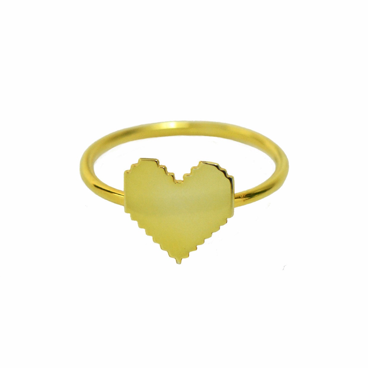 Mini pixel heart ring- vermeil ring