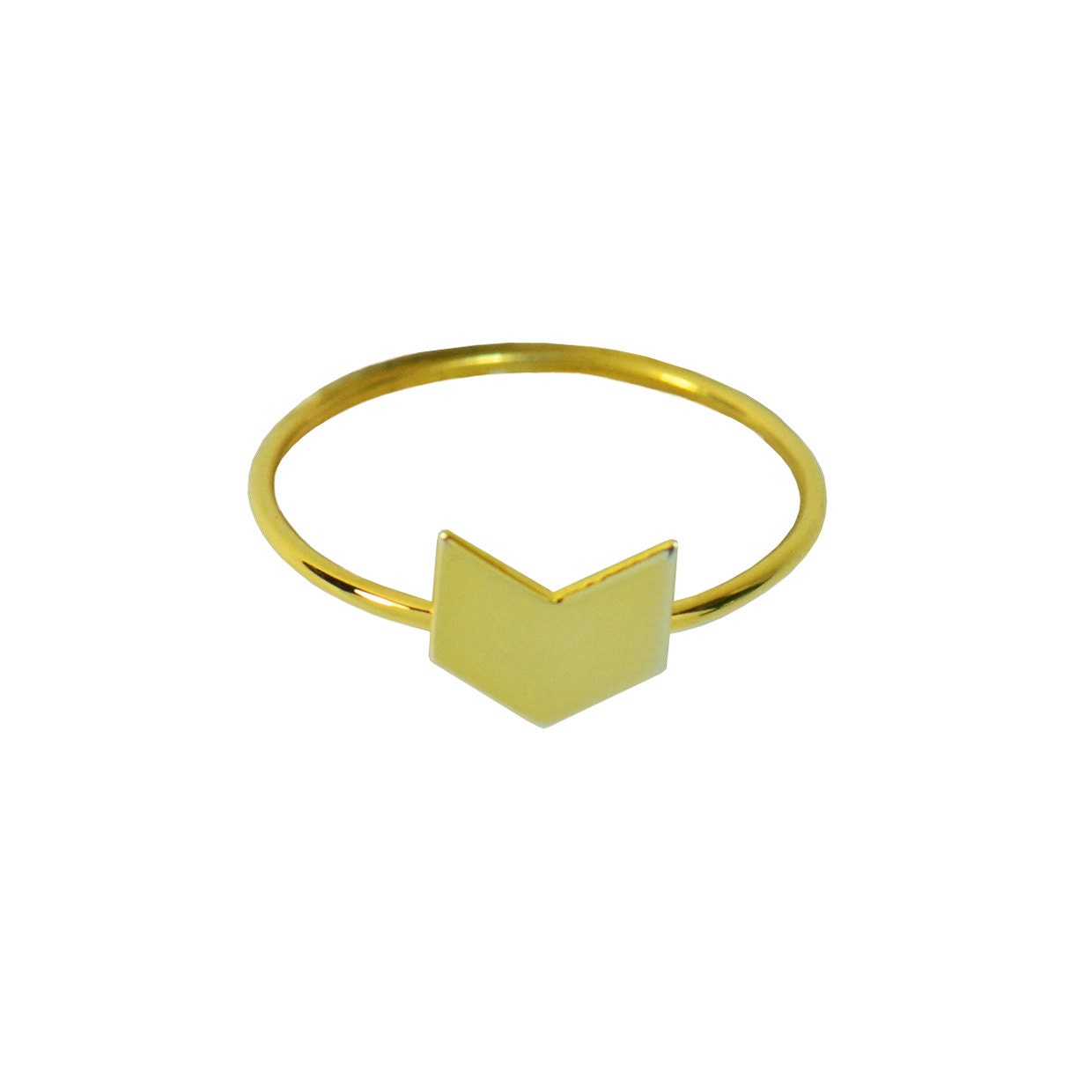Chevron ring- vermeil ring- geometric ring