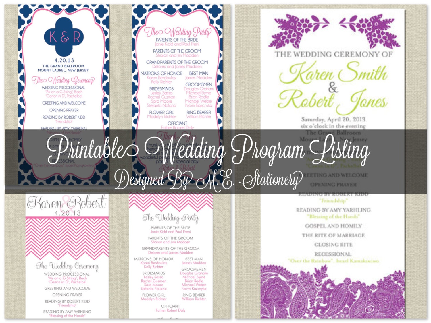 Printable Wedding Programs, DIY, Print at Home