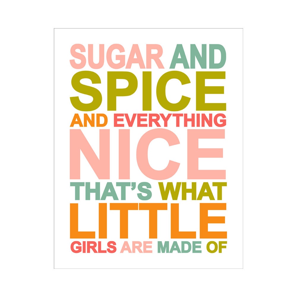 Children's Wall Art / Nursery Decor Sugar and Spice and Everything Nice... 11x14 inch print by Finny and Zook