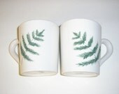 Painted Fern Cups Hand Painted Ferns Coffee Cups Set of 2
