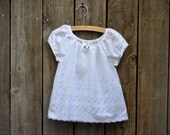 Girl's White Eyelet Short Sleeve Blouse