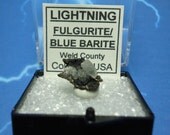 Rare LIGHTNING FULGURITE With Blue Barite Crystals Mineral Specimen Rare Petrified Frozen Lightning In Perky Box From Colorado USA