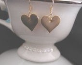 Brass Heart Dangle Earrings Valentines Day