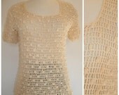 70s boho crochet top, perfect bikini top cover up, Filipino crochet top, pair with cut offs, perfect summer get up.