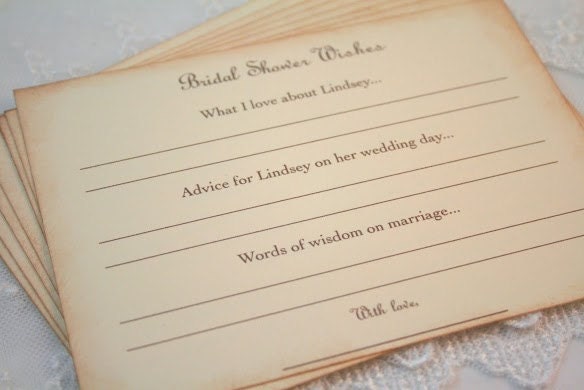 Bridal Shower Advice Cards and Wish Cards Bride to Be