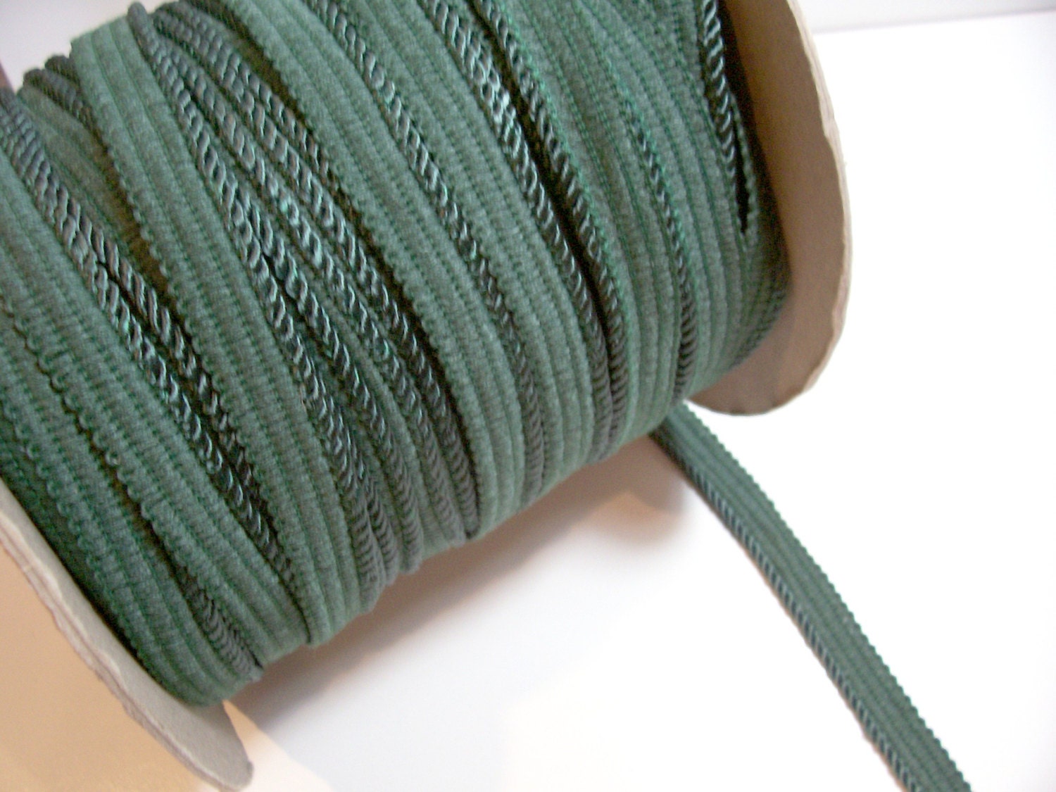 Pine Green Braided Lip Cord Trim 3/4 inch wide x 3 yards/ Craft Supplies/ Sewing Trim