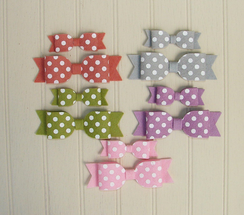Wool Felt Bows - Polka Dot Felt Pastel Collection