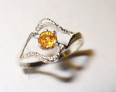 Mandarin Garnet Ring -Brilliant Cut in Solid Sterling