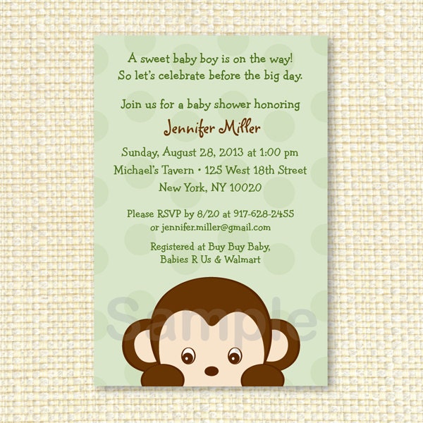 Mod Pop Monkey Printable Baby Shower Invitation Il_570xn