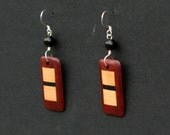 Bloodwood, Maple and Ebony Wood Earrings  J130102