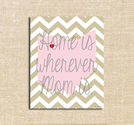 Home is wherever Mom is - Custom States Printable Poster - 50 States available. Digital File