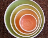 Summer Fruits Nesting Bowls - Large Set of Stoneware Pottery Bowls