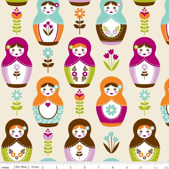 Little Matryoshka Cream Main - 1/2 Yard