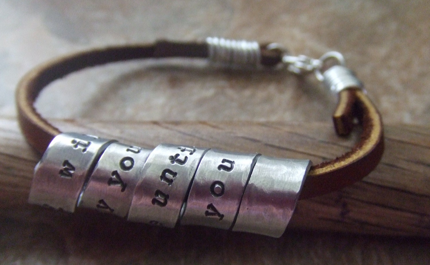 Mens Personalized Bracelet - Handstamped Hidden Message - Fathers Husbands Boyfriends Sons - Secret Message