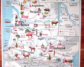 French Vintage Wine & Food Map, Giclee