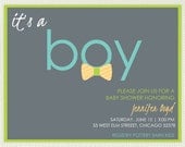 Bow Tie Baby Shower Invitation For Boys Set of 12