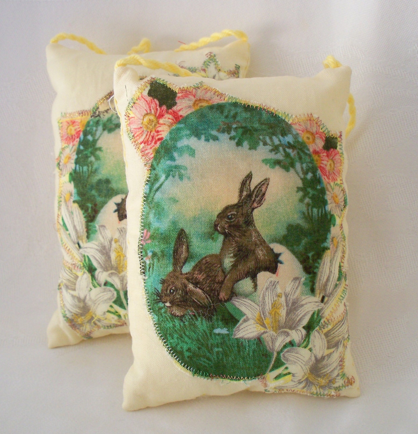 Plush Doorhanger - Two Easter Bunnies - Spring Decoration