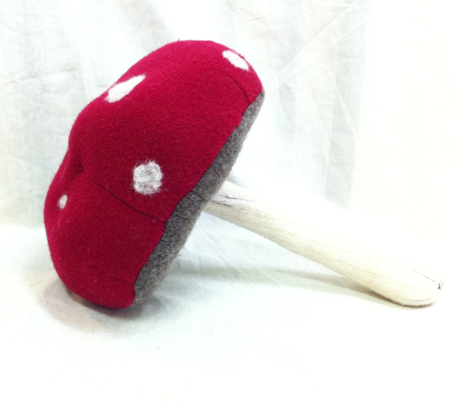 Mushroom Shaped Decorative Cushion Throw Pillow made from recycled wool