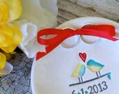 Love Birds Custom Ring Bearer Bowl - Personalized Wedding Keepsake