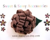 Cocoa Puff Felt Flower Hair Clip