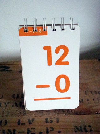 Math Flash Card Notebook - White and Orange notepad, Subraction Pocket Journal, jotter