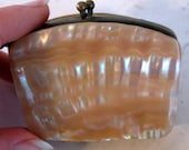 Tiny Vintage Miniature Antique Mother of Pearl Coin Purse