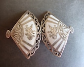 Vintage SIAM Sterling and White Enamel Clip Earrings