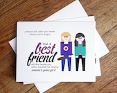 Best Friend blank card - BFF card, friendship thank you card