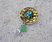Mosaic Pendant- Metal Necklace-