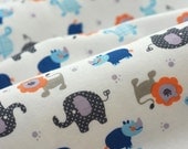 3146 - Hippo Elephant Lion Turtle Cotton Jersey Knit Fabric - 70 Inch (Width) x 1/2 Yard (Length)