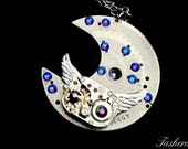 Steampunk Owl Necklace- Industrial Luxury Wedding- Kawaii Geekery- Vintage Watch Movement- Clockwork- Exclusively by tasherajean- NO71