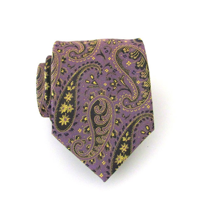 Mens Tie - Dusty Purple Paisley Silk Necktie