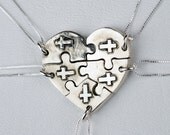 Puzzle Piece Heart Necklace Jewelry Personalized Custom Sterling Silver