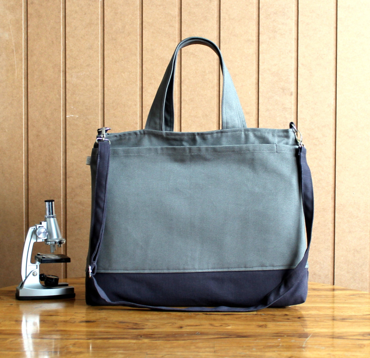 Worthy Bag in Olive Grey with Dark Grey - UNISEX - Valentine / for men / for him / under 50 / messenger bag / charcoal grey / microscope