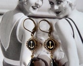 Resort Earrings  - Vintage Inspired Jewelry - Black - Vintage Cameos - Gold - Anchor - Nautical (SD0525)