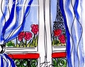 Striped Drapery Hint of Eiffel