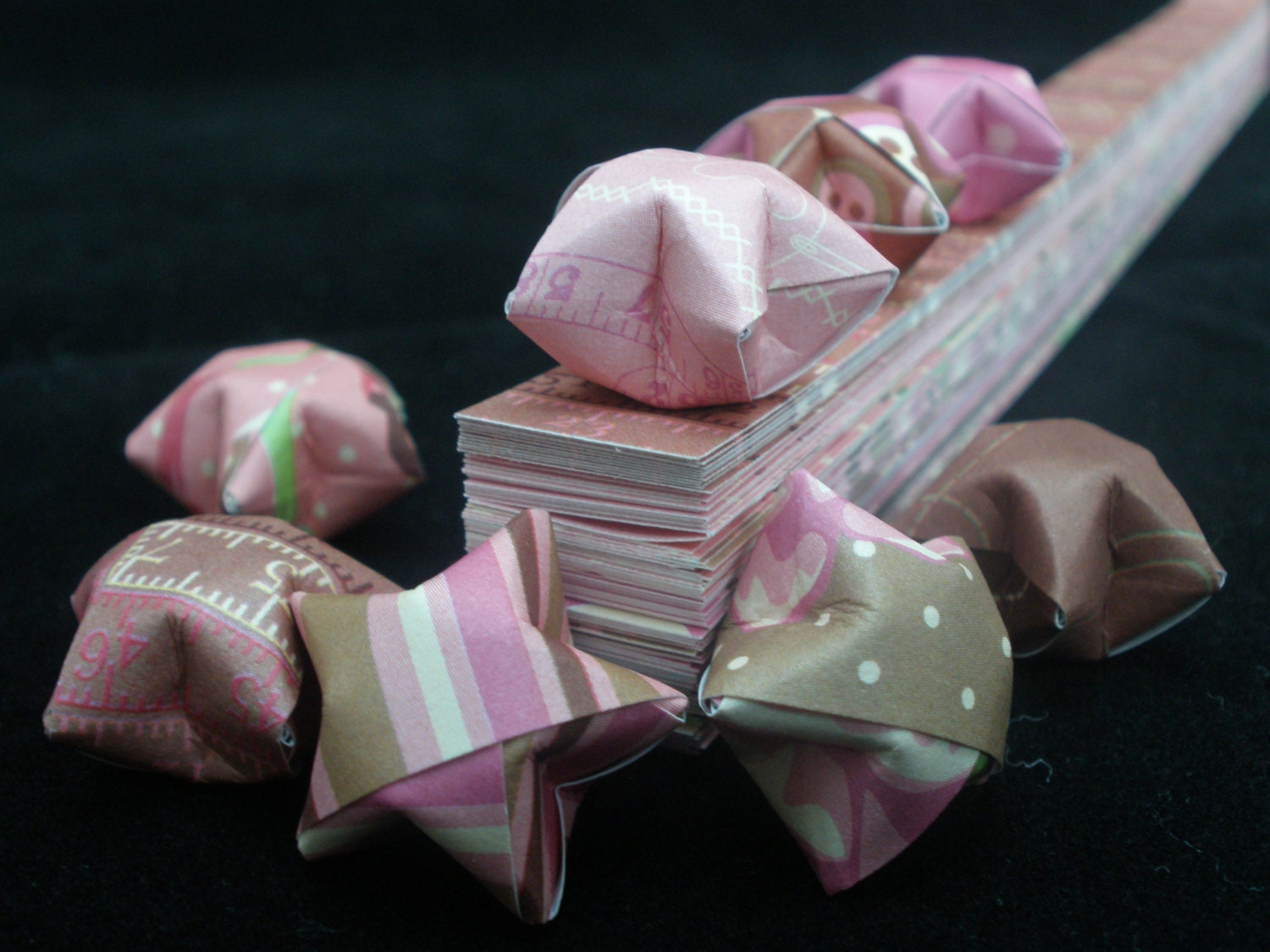 Lucky Stars - Paper strips set of 100 Pink Purple Brown
