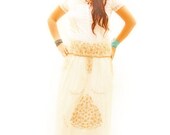 Old Gold Mexican Skirt cotton maxi dress embroidered clothing romantic bohemian folk