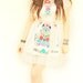 Mexican embroidered crochet dress floral bohemian w vintage crochet belt