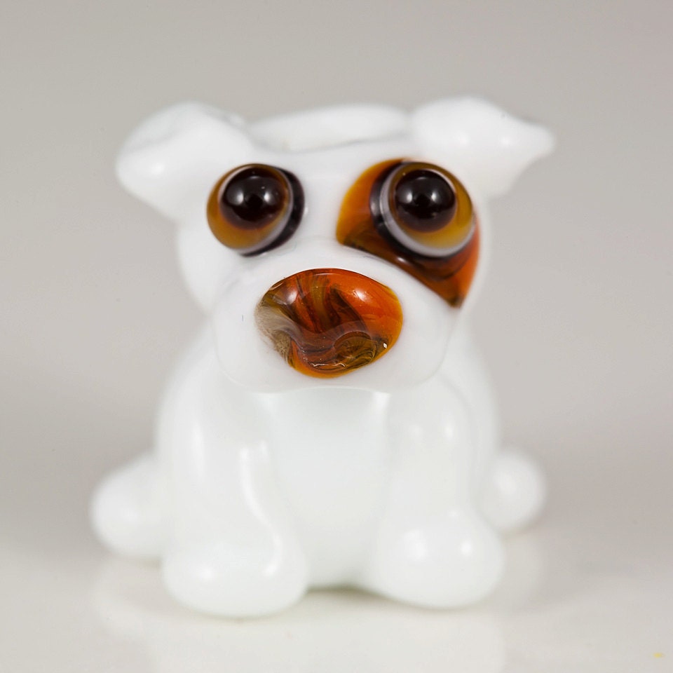 White Pit Bull Lampwork Dog Bead