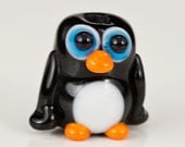 Black Penguin Lampwork Glass Bead