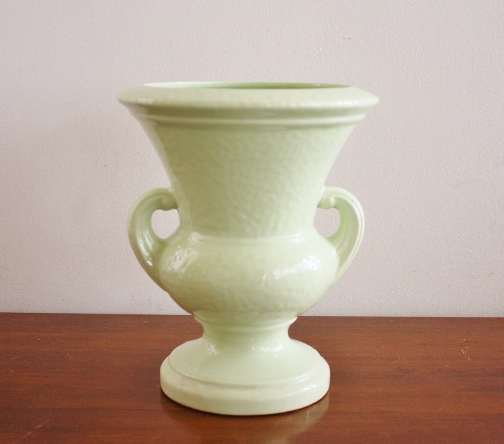 Vintage mint green ceramic vase