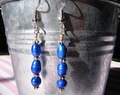 Blue freshwater pearl and silver earrings
