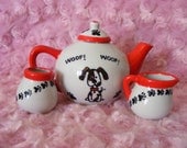 Puppies and pawprints, hand painted children's ceramic tea set