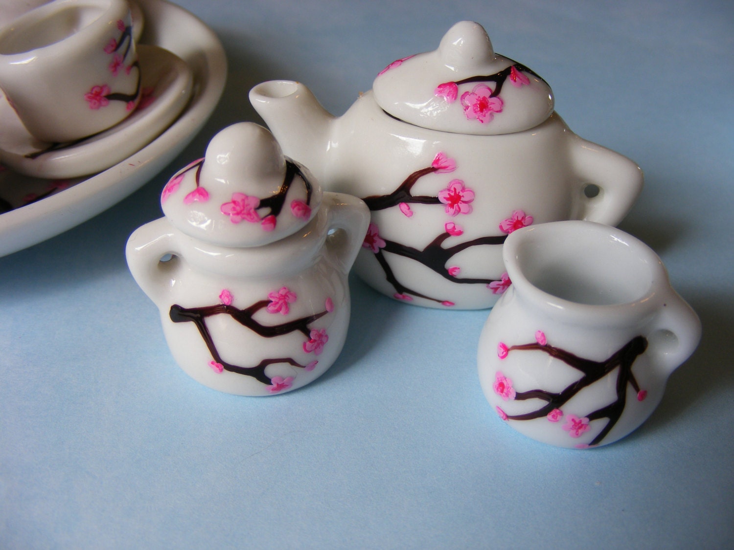 Cherry blossom miniature hand painted tea set